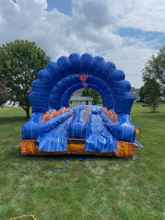 36' Duel Lava Slip Slide & Dip with Pool