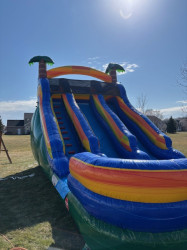 duel202 1744055039 18' Tropical Dual Lane Fun Water Slide with Splash Landings